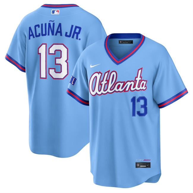Men's Powder Blue Atlanta Braves #13 Ronald Acuña Jr. 2026 City Connect Stadium Stitched Baseball Jersey